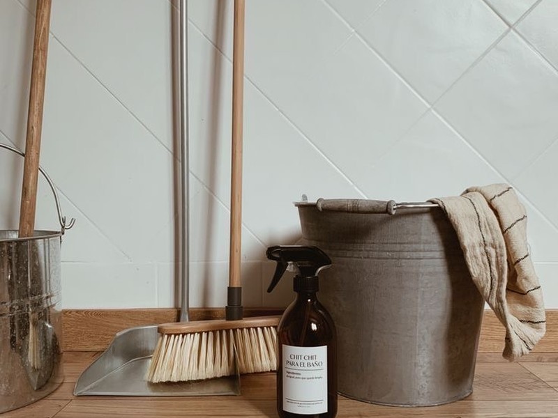 Cleaning supplies ready for a spotless home