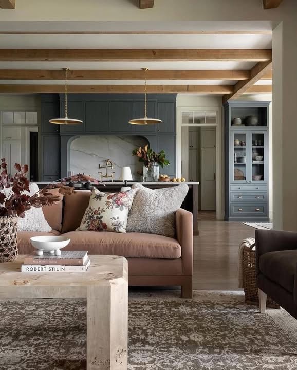 Bright living room opening to a spotless kitchen